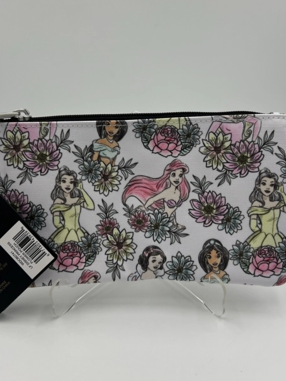 Loungefly Disney Princess Sketch Floral Zipper Pouch Makeup Bag Cosmetic Bag